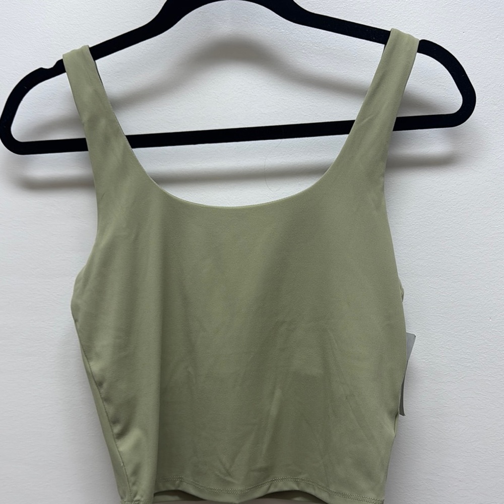 BNWT PACSUN SIDE SMALL Olive Green Crop Tank Top with built-in bra